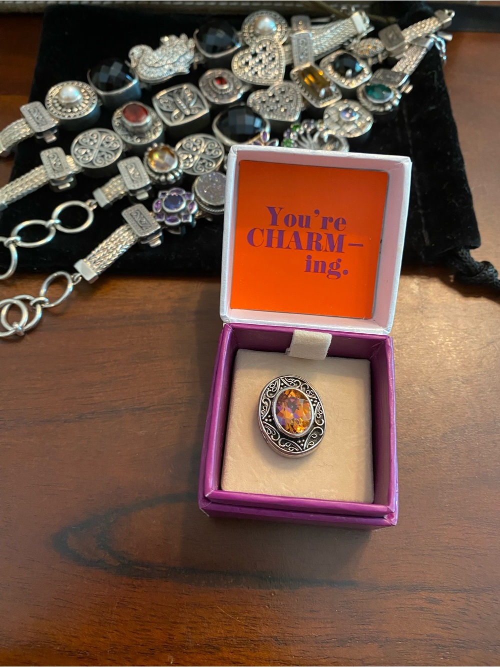 Lori Bonn Sterling Silver topaz gem slide charm